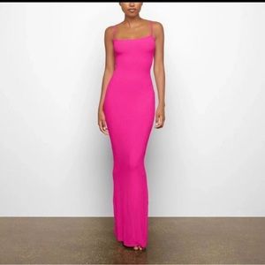 Skims SOFT LOUNGE LONG SLIP DRESS | HOT PINK